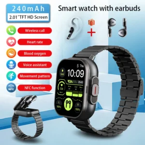 LIGE New TWS Smart Watch Men 2 in 1 With Earbuds Heart Rate Monitor Bluetooth Call Wireless Earphone Music Play Sport Smartwatch