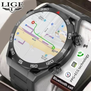 LIGE Smart Watch Men Bluetooth Call GPS Tracker AMOLED 454*454 HD Screen Waterproof sports mode For Xiaomi NFC SmartWatch 2024