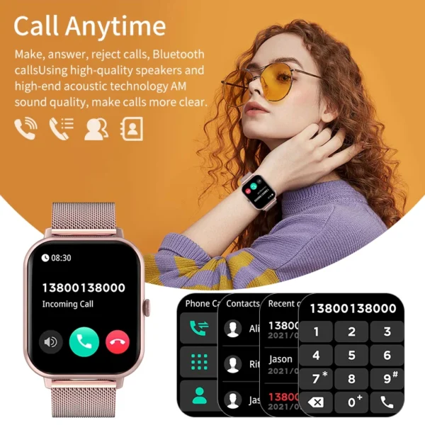 LIGE Smart Watch Woman Bluetooth Call Fashion Watches Fitness Tracker Waterproof Sport Smart Clock New Ladies Men Smartwatch+Gif - Image 2