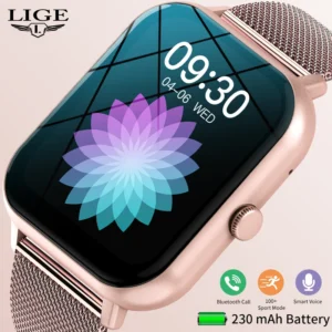 LIGE Smart Watch Woman Bluetooth Call Fashion Watches Fitness Tracker Waterproof Sport Smart Clock New Ladies Men Smartwatch+Gif