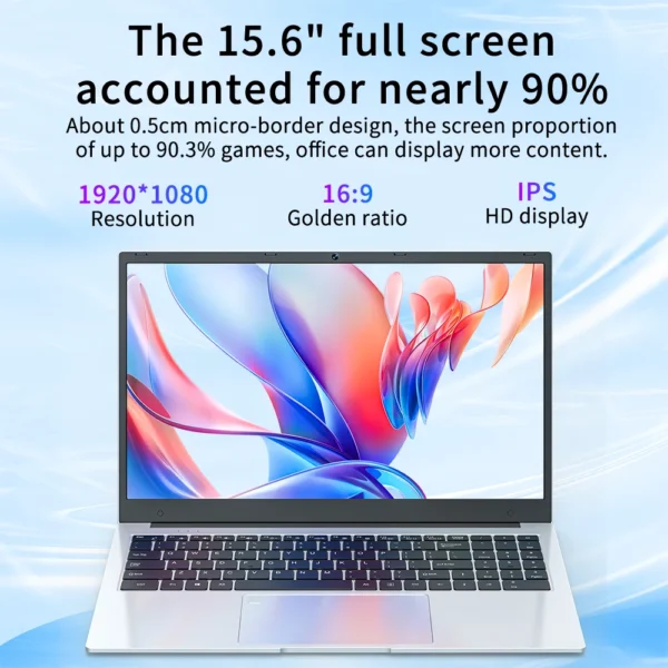 BYONE 15.6 Inch Slim Laptop Intel Celeron N5095 12G 16GB RAM 512GB 1T SSD Keyboard Backlight Fingerprint Unlock Portable Laptops
