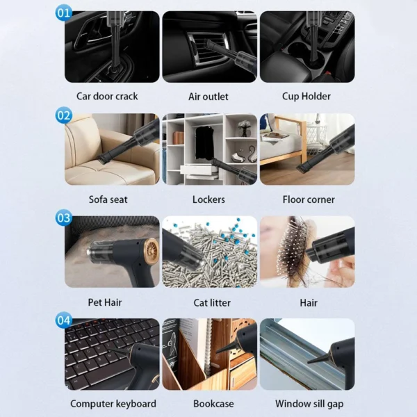 CENRR 98000PA Car Vacuum Cleaner Portable Wireless Cleaner Powerful Strong Suction Handheld Cleaning Machine for Home Appliance - Image 3
