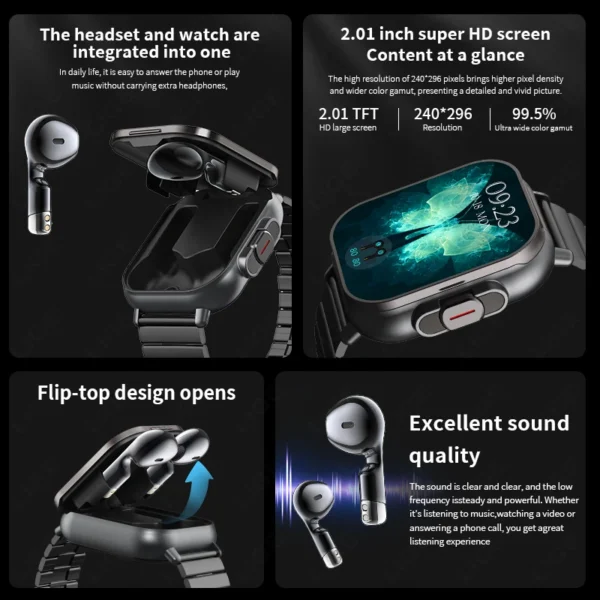 LIGE New TWS Smart Watch Men 2 in 1 With Earbuds Heart Rate Monitor Bluetooth Call Wireless Earphone Music Play Sport Smartwatch - Image 2
